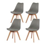 H.J WeDoo Lot de 4 Chaises de Salle à Manger Scandinaves, Chaises Rétro Bois de hêtre Massif- Gris