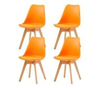 H.J WeDoo Lot de 4 Chaises de Salle à Manger Scandinaves Colorées avec Pieds en Bois de Hêtre, Chaises Retro Design comme Chaises de Cuisine/Repose/Bar - Orange