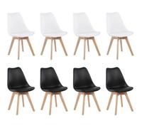 H.J WEDOO lot de 8 chaises de salle à manger design contemporain scandinave-Melange de Couleurs 4 Blanc + 4 Noir