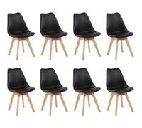 H.J WEDOO lot de 8 chaises de salle à manger design contemporain scandinave-Noir