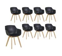 H.J WeDoo Lot de 8 Chaises de Salle à Manger, Fauteuils Scandinaves Design Rétro avec Pieds en Hêtre Solide - Noir