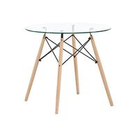 H.J WeDoo Ronde Table en Verre Table de Salle à Manger Scandinave Diamètre 80cm Moderne Style Nordique HxD: 75 x 80 cm en Verre trempé, Transparent