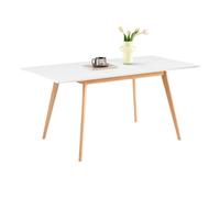 H.J WeDoo Table à Manger Extensible, Table Cuisine Rectangulaire, Scandinave Design, Bois, pour 4 a 6 Personnes Blanche, 120-160 x 80 x 75cm