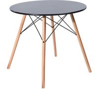 H.J WEDOO Table à Manger Ronde Scandinave de 2 à 4 Personnes 80 x 75 CM -Noir