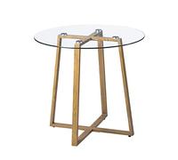 H.J WeDoo Table a Manger Ronde, Table en Verre, Table de Salle à Manger Scandinave, Table de Cuisine avec Pattes en Métal 80 cm, Transparent