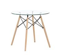 H.J WeDoo Table à Manger Verre Table de Cuisine Ronde Table Basse Scandinave Petite Table H x P : 75 x 80 cm