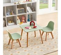 H.J WeDoo Table pour enfants avec 2 chaises Ensemble de sièges pour enfants, groupe de sièges pour enfants, ensemble de tables pour enfants, meubles pour enfants Ensemble de sièges pour enfants vert c