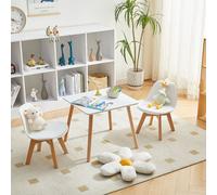 H.J WeDoo Table pour enfants avec 2 chaises, Set de table pour enfants Pour chambre d'enfant/école maternelle, Facile à nettoyer, Blanc