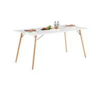 H.J WeDoo Table Salle à Manger Rectangulaire Scandinave Design Bois pour 6 Personnes Blanche 160 x 80 x74 cm (Table Seulement)