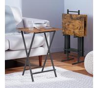 H JINHUI Lot de 4 tables d'appoint pliantes pour petits espaces, table basse et collation pour le salon, assemblage facile