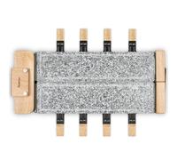 H.Koenig Appareil à Raclette 8 Personnes WOD362, Fromage, Fondue, Double Pierre de cuisson, Granit, Bois Naturel, Socle Pivotant à 180°, Plaques Amovibles, 8 Poêlons Antiadhésifs et 8 Spatules, 1400 W