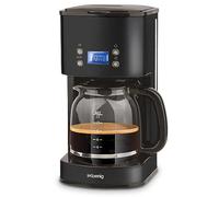 H.Koenig Cafetière Programmable MG32, Machine à café filtre, Réservoir à eau 1,5L (12 tasses), 1000W, Carafe en Verre Graduée, Ecran LCD, Corps en acier inoxydable, Noir