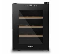 H.Koenig Cave à Vin de Conservation 12 bouteilles AGE12, 31 L, Professionnelle Inox, Réfrigérante, Thermoélectrique, Réglable de 11°C à 18°C, Silencieuse, Eclairage intérieur, 3 Etagères, Noir