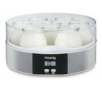 H.Koenig Yaourtière 7 pots ELY70, Capacité 7 x 160 mL, Programmable jusqu'à 15h, Écran LCD, Corps en acier inoxydable, Compatible au lave vaisselle, Arrêt automatique, Puissance 15 W