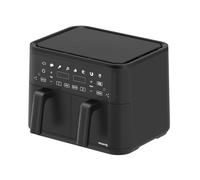 H.Koenig Friteuse sans Huile Airfryer 2 Bacs XXL FRY900, Double Capacité 9L, Reglable 80-200°C, 5 Modes de Cuisson, Minuteur 60min, 8 Programmes, Ecran Tactile