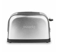 H.Koenig Grille Pain Toaster 2 Tranches TOAS7 Fentes larges Inox vintage, 6 Niveaux de brunissage, Décongélation, Rapide et uniforme, Pain et Viennoiserie, Nattoyage facile