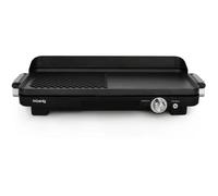 H.Koenig Plancha électrique GRX330, Double Zone, Fonction Turbo, Thermostat Réglable, Plaque Amovible, Revêtement Antiadhésif, Bac à Jus, 1800W