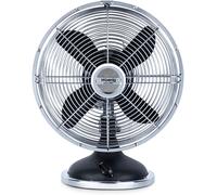 H.Koenig JOE50 Black Fan, Retro Vintage Electric Fan, Silent Design, 3 vitesses, fixe et oscillant 90ºC, métal, réglage vertical, pied antidérapant, noir