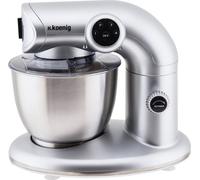 H.Koenig KM80 Mélangeur à pâte professionnel, puissance 1000 W, capacité 5,5 l, 4 vitesses, jusqu'à 2 kg de pâte, bras avec tête couchée et mobile, inox, 80 dB, couleur grise