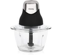 H.Koenig LEO8 Moulin électrique pour aliments, 320 W, 1 litre, 2 lames, 1 bol en verre, acier inoxydable, noir