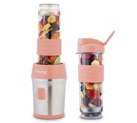 H.Koenig Mini Blender / Smoothie / Mixeur SMOO10 - 570mL, 300W, 4 Lames Inox, Sans BPA, 2 Bouteilles portables avec couvercles de voyage, Pêche Pastel