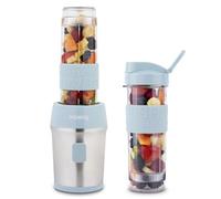 H.Koenig Mini Blender / Smoothie / Mixeur SMOO16 - 570mL, 300W, 4 Lames Inox, Sans BPA, 2 Bouteilles portables avec couvercles de voyage, Bleu Pastel