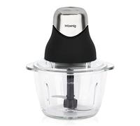 H.Koenig Mini Hachoir Electrique Noir LEO8, Bol en Verre Gradué 1L, Hache, Emince, Mixe, Lames Inox, 5 Vitesses, Facile d'utilisation, Couvercle de conservation