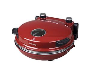 H.Koenig NAPL350 Four à Pizza électrique Professionnel Portable de table Multifonction Tartes et Quiches, Grand Plateau en Pierre Céramique, Température 0 à 400°C, Minuterie, Roulette et Pelle en bois