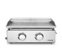 H. Koenig Plancha gaz PLX820 – Inox, plaque 5 mm, jusqu'à 350°C, compatible lave-vaisselle