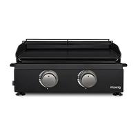 H.Koenig Plancha PLX1022 au Gaz 2 Brûleurs U Acier Inoxydable, Plaque Cuisson Fonte Émaillée, Alimentation Gaz Propane ou Butane, Répartition Homogène de la Chaleur, Température réglable jusqu'à 350°C