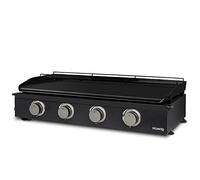 Plancha au gaz 4 brûleurs - surface de cuisson 80 x 35 cm - jusqu'à 350 °C - fonte émaillée - noir