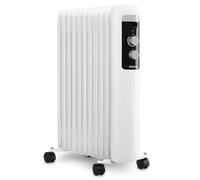 H.Koenig Radiateur à bain d'huile WARM110, 3 niveaux de puissance, Radiateur électrique, Faible consommation énergétique, Arrêt automatique, Thermostat réglable, Radiateur mobile blanc, 2500 W
