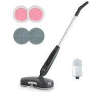 H.Koenig Serpillière électrique sans Fil LST70, Lustreuse, Vadrouille électrique, Capacité 250ml, Lumière LED, Pulvérisateur d'eau, Parquet et Carrelage, 4 Tampons, Noir