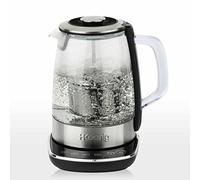 H.Koenig Théière Bouilloire Instant T électrique en Verre 1.5L TI600 avec Infuseur filtre à Thé Inox 2200W Compacte, Ebullition rapide, Thermostat Réglable 70° à 100°C , Maintien au chaud, 2couvercles