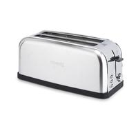 H.Koenig Grille Pain Toaster Spécial Baguette 2 Tranches TOAS28 Fentes larges Inox vintage, 7 Niveaux de brunissage, Décongélation, Rapide et uniforme, Viennoiserie, Nettoyage facile, 1500W