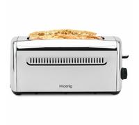 H.Koenig Grille Pain Toaster Spécial Baguette 2 Tranches TOAS32 Fentes larges 40mm Inox vintage, 7 Niveaux de brunissage, Décongélation, Rapide et uniforme, Pain, muffin, bagel, baguette, 1500W
