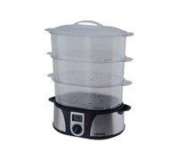 H.Koenig Cuiseur Vapeur Electrique VAP12 Multifonction 12L Programmable Compact Professionnel, 3 Paniers empilables amovibles pour Œufs Légumes, Bol cuiseur à Riz, Minuteur 60min, Bac à jus amovible