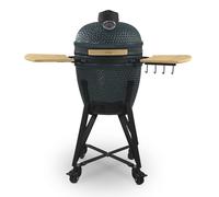 H. Koenig Barbecue Kamado YOKO18 – Charbon céramique 46 cm, thermomètre intégré, jusqu'à 450°C, noir