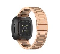 H.May Bracelet Compatible avec Fitbit Versa 2, Bracelet de Montre de Remplacement en Acier Inoxydable en Métal Compatible pour Fitbit Versa 2/Versa/Versa Lite/Versa SE, Or rose