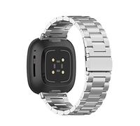 H.May Bracelet Compatible avec Fitbit Versa 2, Bracelet de Montre de Remplacement en Acier Inoxydable en Métal Compatible pour Fitbit Versa 2/Versa/Versa Lite/Versa SE, Argent