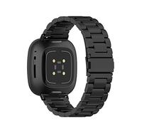 H.May Bracelet Compatible avec Fitbit Versa 2, Bracelet de Montre de Remplacement en Acier Inoxydable en Métal Compatible pour Fitbit Versa 2/Versa/Versa Lite/Versa SE, Noir