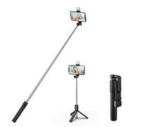 H.May Perche à Selfie avec Lumière, 75cm Selfie Stick Trépied pour Téléphone avec Télécommande Détachable pour Voyages, Vlogs et Photos Compatible avec iPhone, Samsung, Huawei