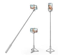 H.May Perche Selfie Trepied, Selfie Stick Trépied pour Téléphone avec Télécommande Détachable pour Voyages, Vlogs et Photos Compatible avec iPhone, Samsung, Huawei, Blanc