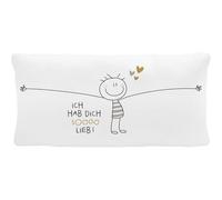H:PPY Life 74491 Coussin en Peluche avec Motif « Hab Dich So Lieb » - 40 x 2 cm - 100% Polyester - Cadeau, Amis, Article de décoration