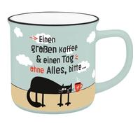H:PPY life 74522 Tasse avec motif de café, tasse préférée, en porcelaine, avec inscription en allemand 55 cl, avec bande cadeau, pour petit ami, petite amie
