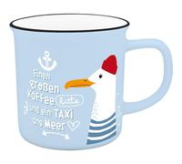 H:PPY life 74527 Gobelet XL, avec motif de mer, en porcelaine, avec inscription en allemand en allemand, 55 cl, avec bande cadeau, cadeau pour ami, petite amie