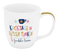 H:PPY life 74730 Tasse à café scintillante | Petite tasse à café avec inscription en allemand en porcelaine, 32 cl | Cadeau pour vous, petite amie, sœur, collègue