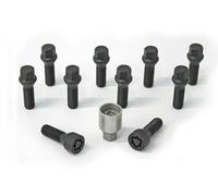 Jeu de Boulons de roue H&R conique M14x1.25 - Longueur 35mm - Noir - 10 pièces - antivol de roue inclus