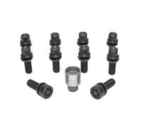 Jeu de Boulons de Roue H&R sphérique avec cône Mobile R13 M14x1.50 - Longueur 32mm - Noir - 10 pièces (p.e. Compatible avec Audi S5) - antivol de Roue Inclus