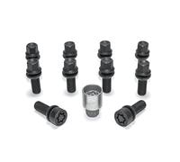 Jeu de Boulons de Roue H&R sphérique avec cône Mobile R13 M14x1.50 - Longueur 48mm - Noir - 10 pièces (p.e. Compatible avec Audi S5) - antivol de Roue Inclus